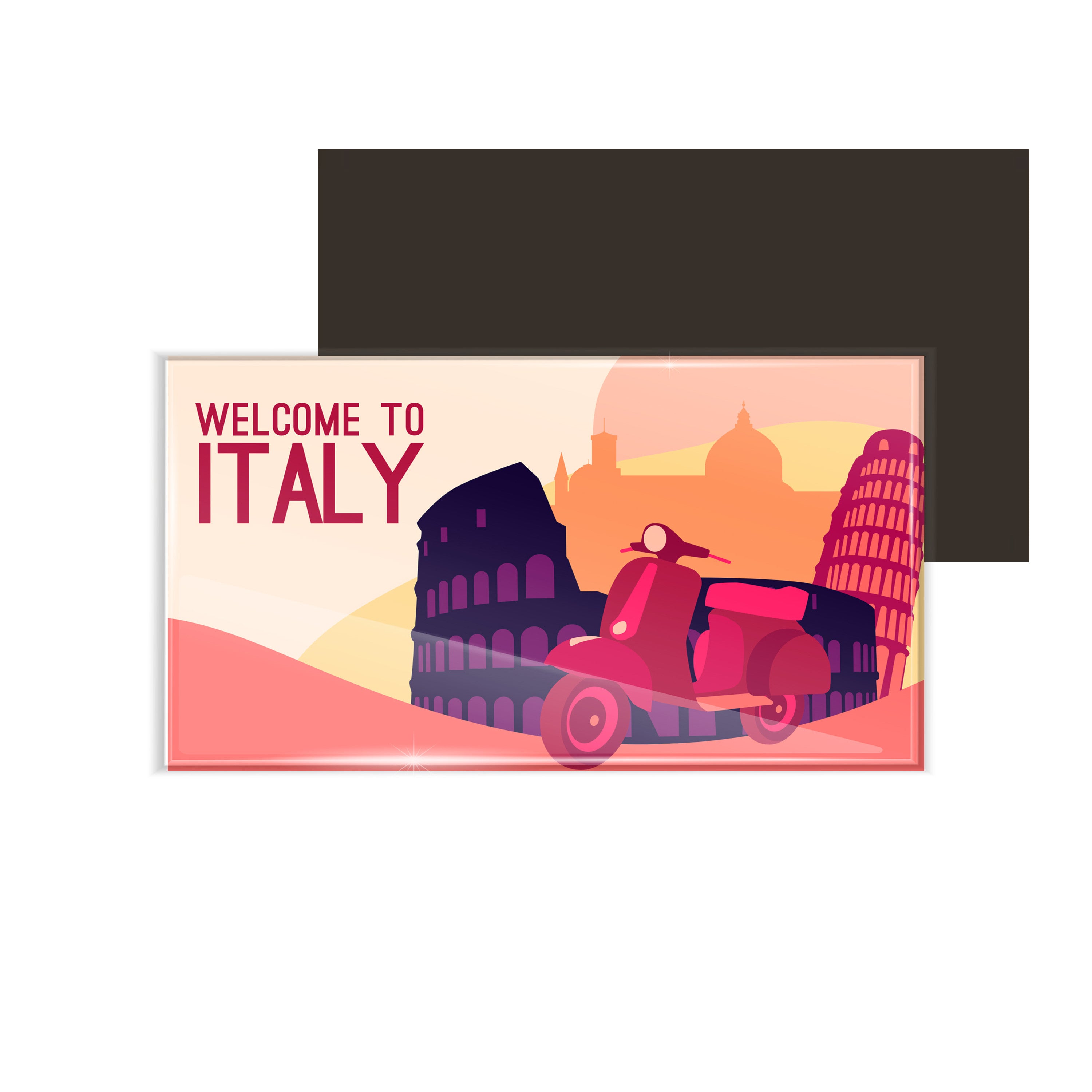 dhcrafts Fridge Magnet Rectangle Acrylic Glass (8.6 x 5.4 cm) Multicolor Travel Italy D5 Design Pack of 1